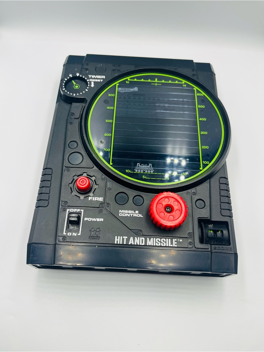 Hit and Missile Electronic Radar Game - Black with Red & Neon Green Accents